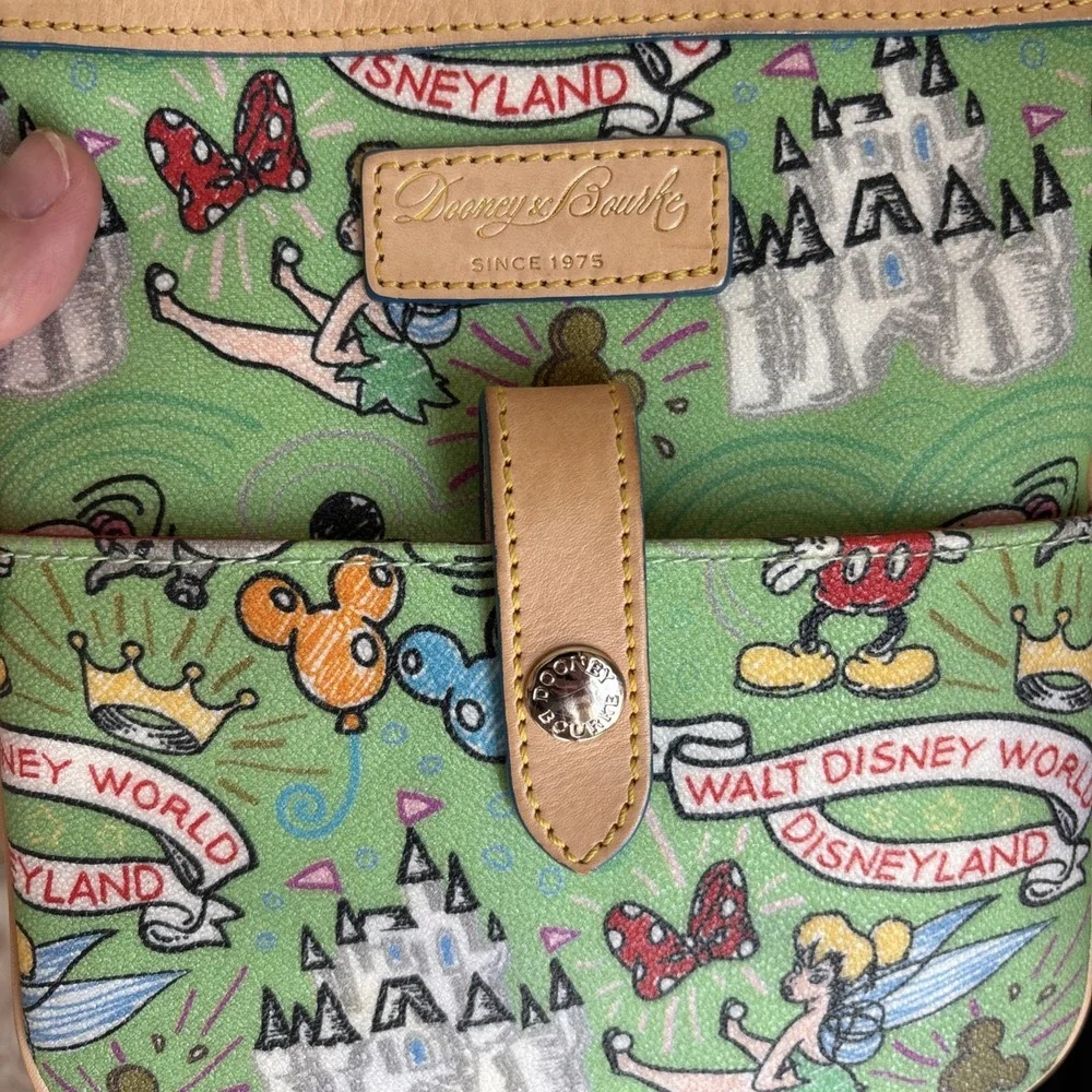 Dooney & Bourke Disney Tinker Bell Letter Carrier Green Crossbody - Picture 2 of 15